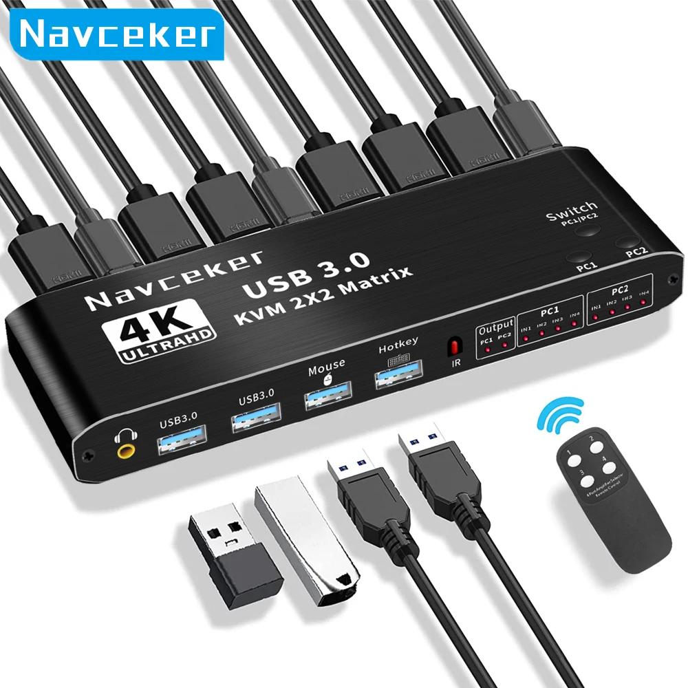 HDMI KVM ġ Ʈ, 2x2, 4K 60Hz  , KVM HDMI Ȯ ÷, USB KVM ó, ǻ 2 , 2  2 